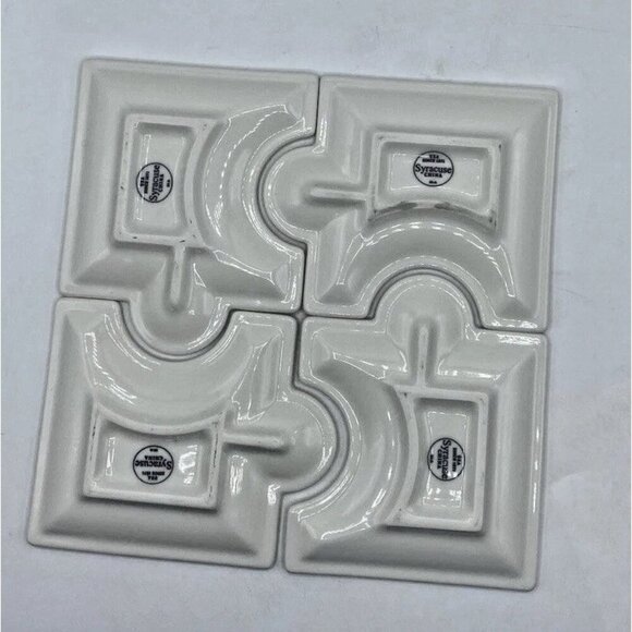 Vintage Syracuse China Set 4 Ceramic 5” X 6” Puzzle Piece Appetizer Plates USA - Picture 2 of 16